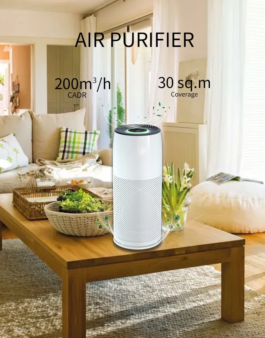 99% Germ Killing Smoke Removal HEPA Filtration System Portable Electronic UV Air Cleaner for House