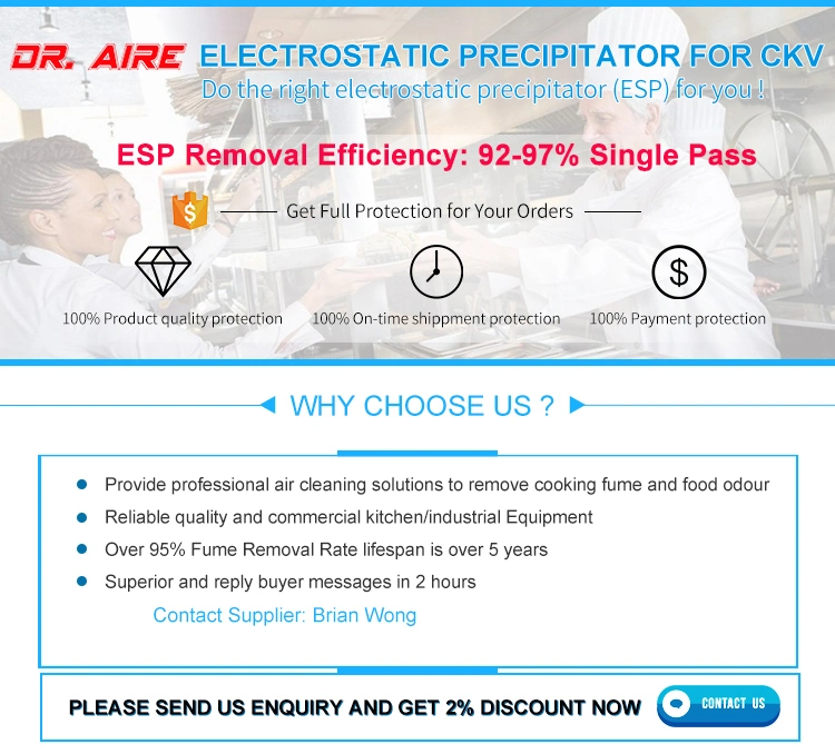 Dr Aire Over 98% Smoke Remove Electronic Air Cleaner for Commercial Kitchen Double Pass Remove